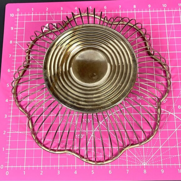 Silver Plate Wire Fruit Bread Basket Round Bowl Art MCM Retro Holiday Dinner VTG - Picture 5 of 10